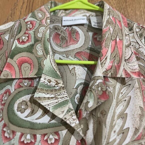 Alfred Dunner Women’s Multi Paisley Print Button Down Short Sleeve Shirt Sz-10 - Picture 4 of 6